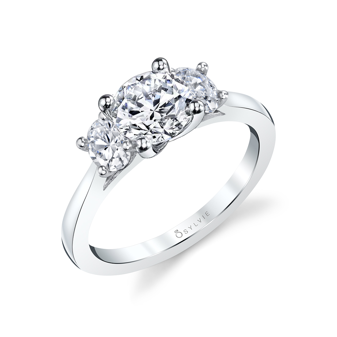 3 Stone Engagement Ring with Oval Side Stones Guinevere
