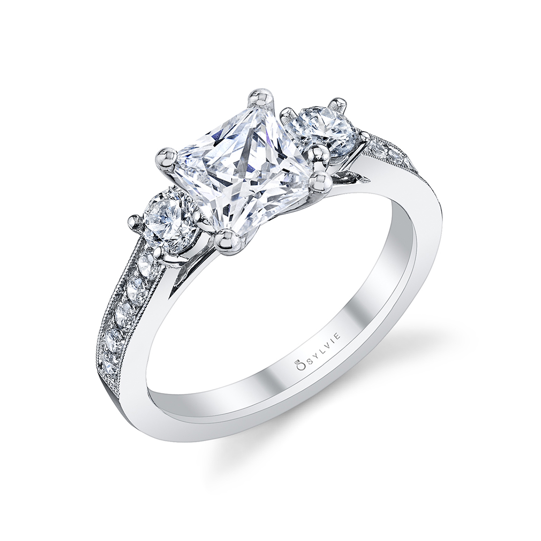 3 stone princess engagement ring