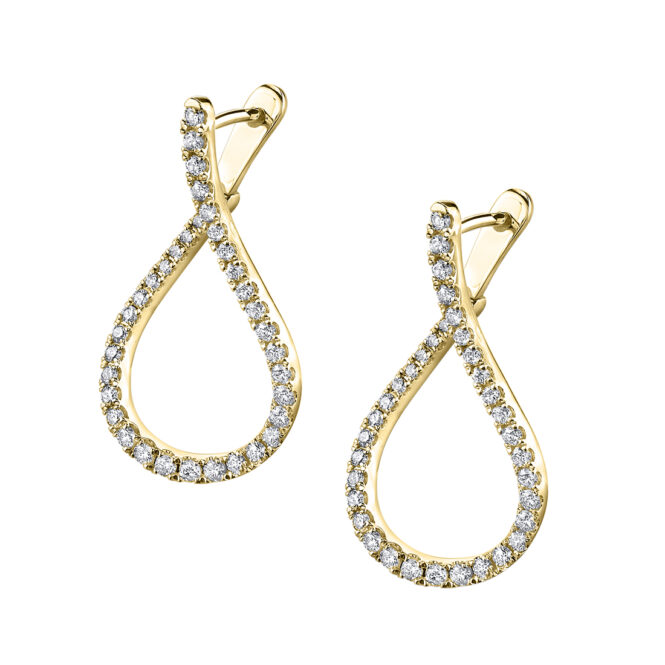 Unique Diamond Hoop Earrings - ER629-0100 in Yellow Gold