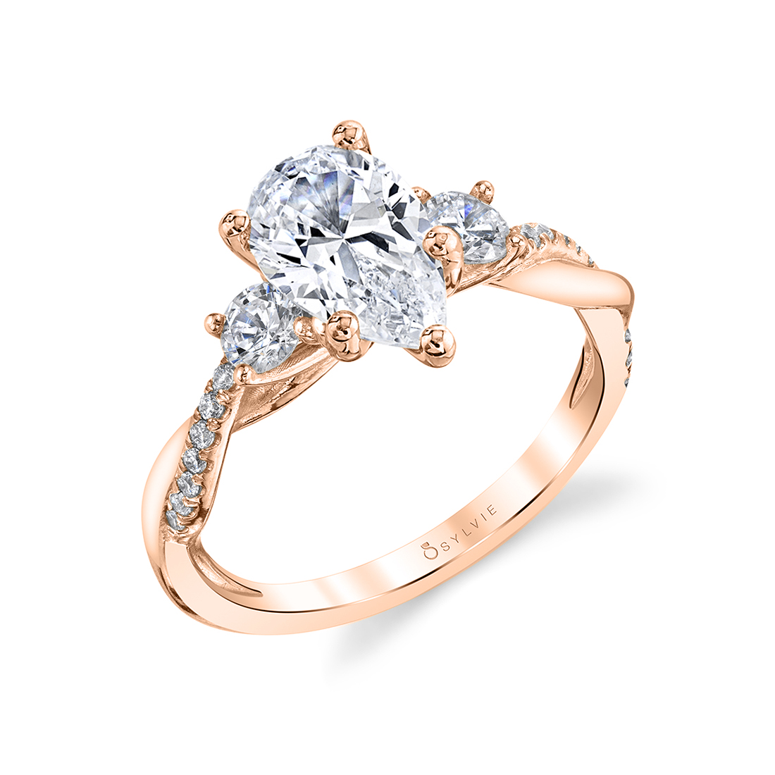 pear shaped spiral engagement ring