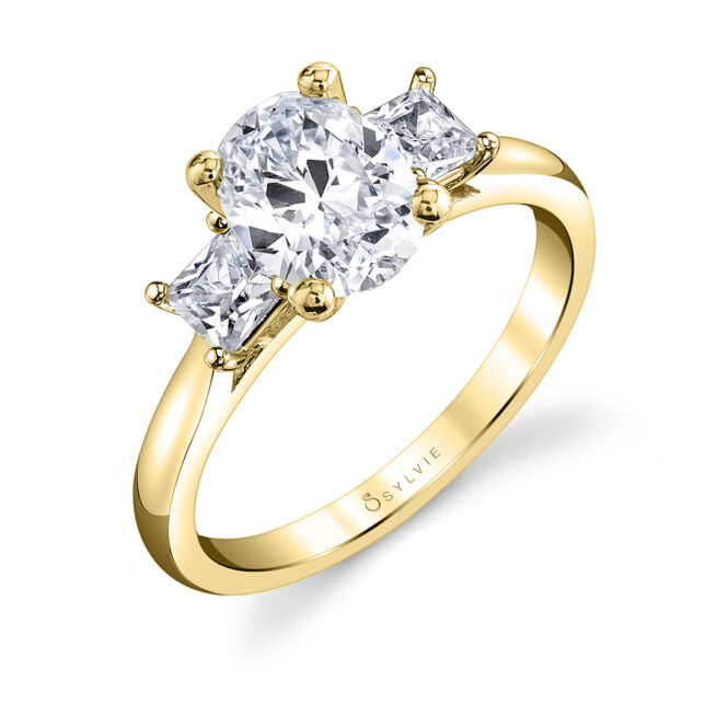 modern 3 stone oval engagement ring