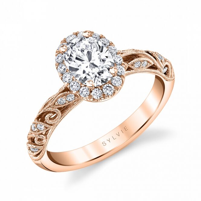 vintage oval engagement ring in rose gold
