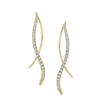 diamond fish hook drop earrings