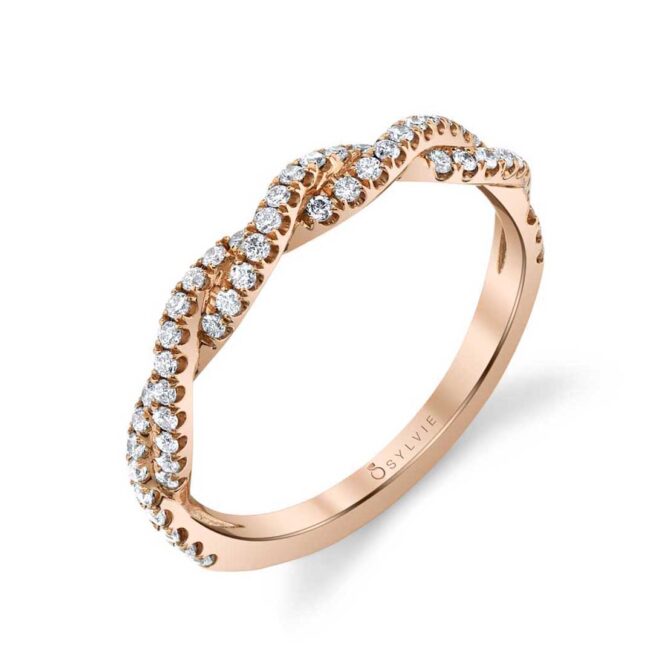unique spiral wedding band in rose gold