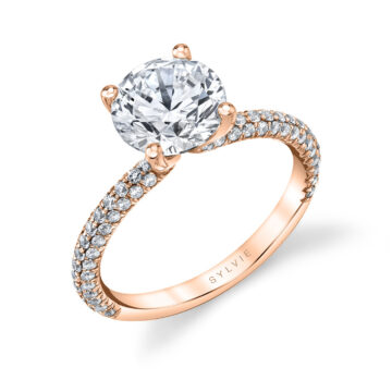 White Gold Round Cut Classic Pave Engagement Ring - Braylin