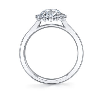 White Gold Unique Oval Engagement Ring - Farrah