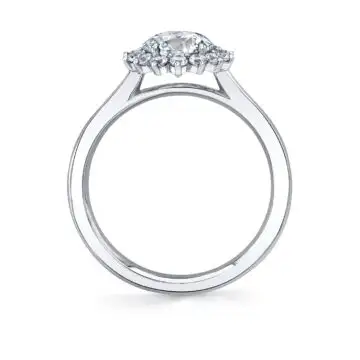 White Gold Round Cut Halo Engagement Ring - Farrah
