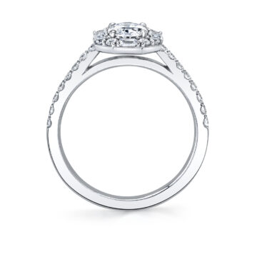 White Gold Oval Cut Modern Vintage Halo Engagement Ring - Presley