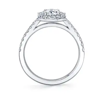 White Gold Oval Cut Modern Vintage Halo Engagement Ring - Presley