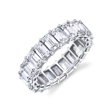 White Gold Emerald Cut Diamond Eternity Band