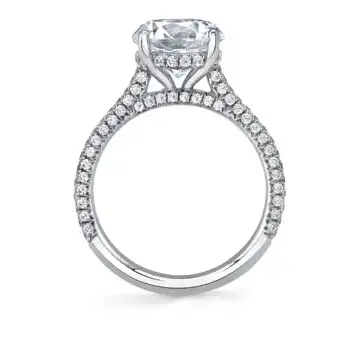 White Gold Round Cut Hidden Halo Pave Engagement Ring - Peighton