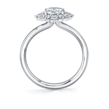 White Gold Unique Round Halo Engagement Ring - Farrah