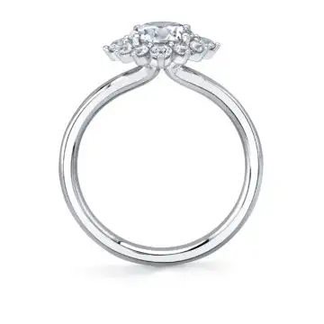 White Gold Unique Round Halo Engagement Ring - Farrah
