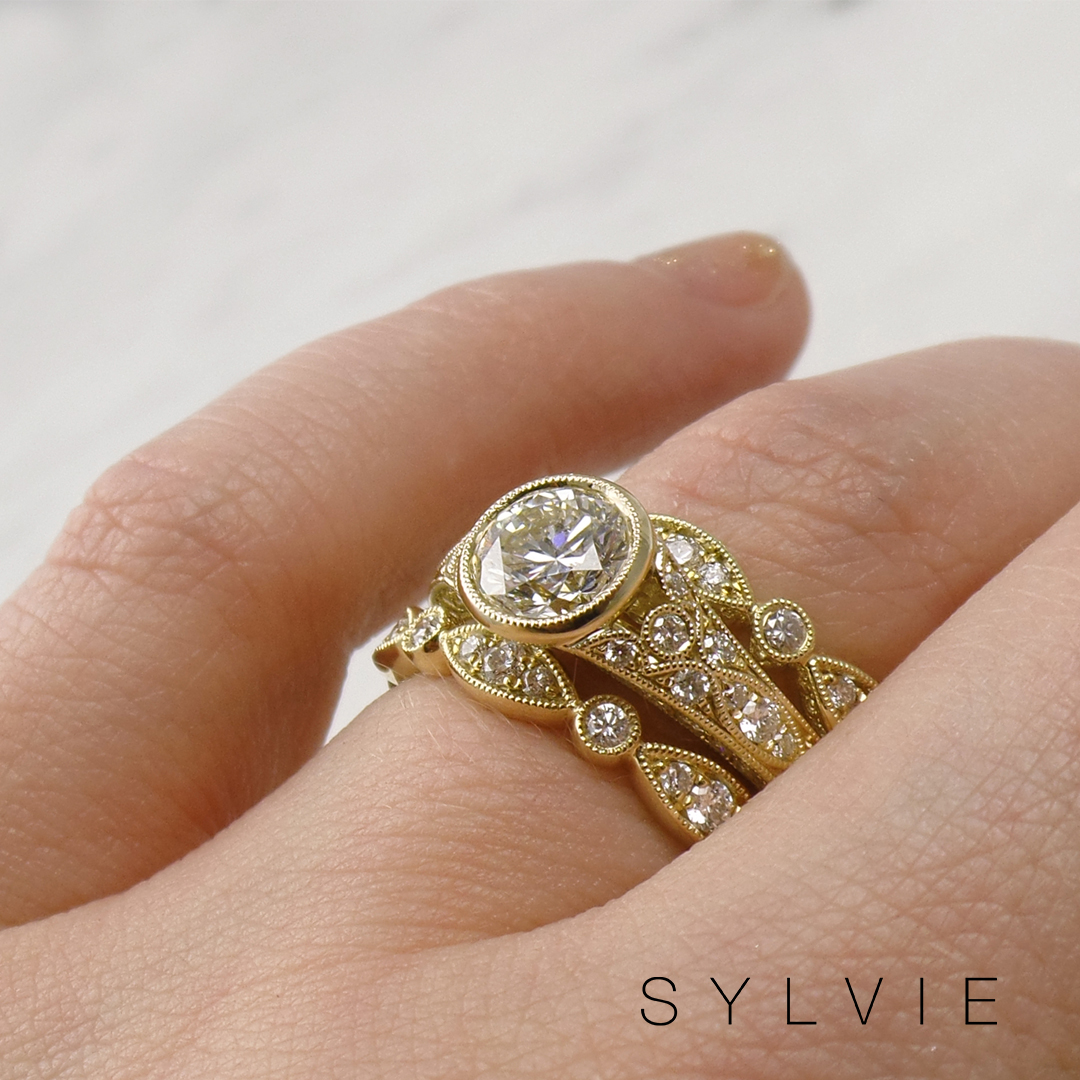 How to Stack: Vintage Floral Engagement Rings, Bridal Ring Stacks