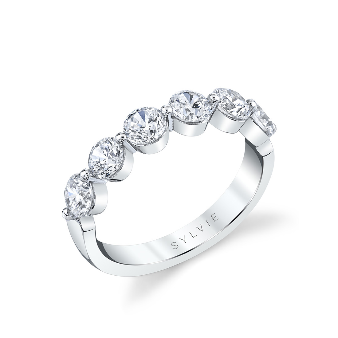 thick shared prong wedding band