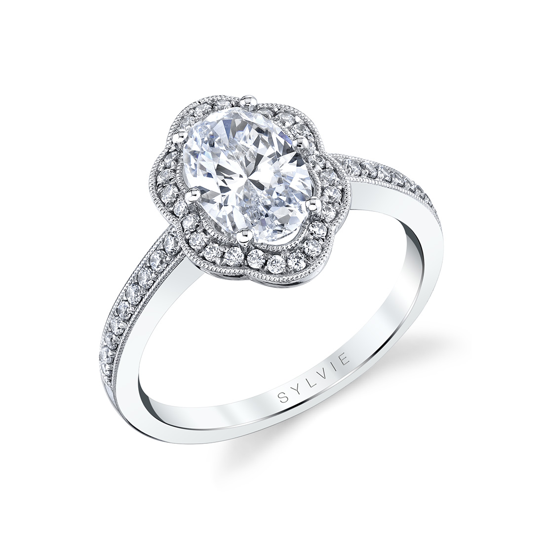 Profile Image of a Flower Halo Engagement Ring