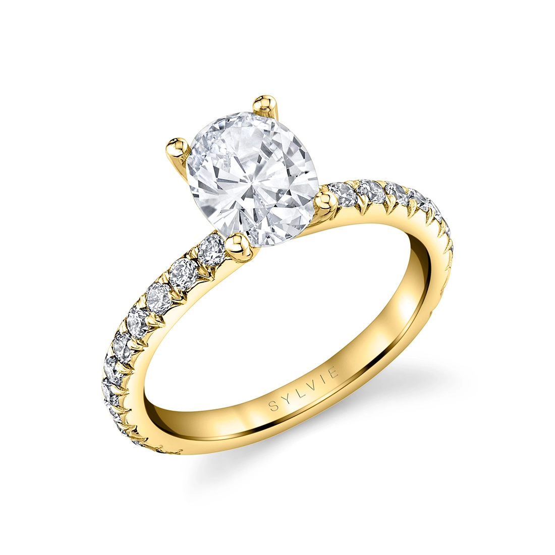 White Gold Oval Cut Classic Engagement Ring - Vanessa
