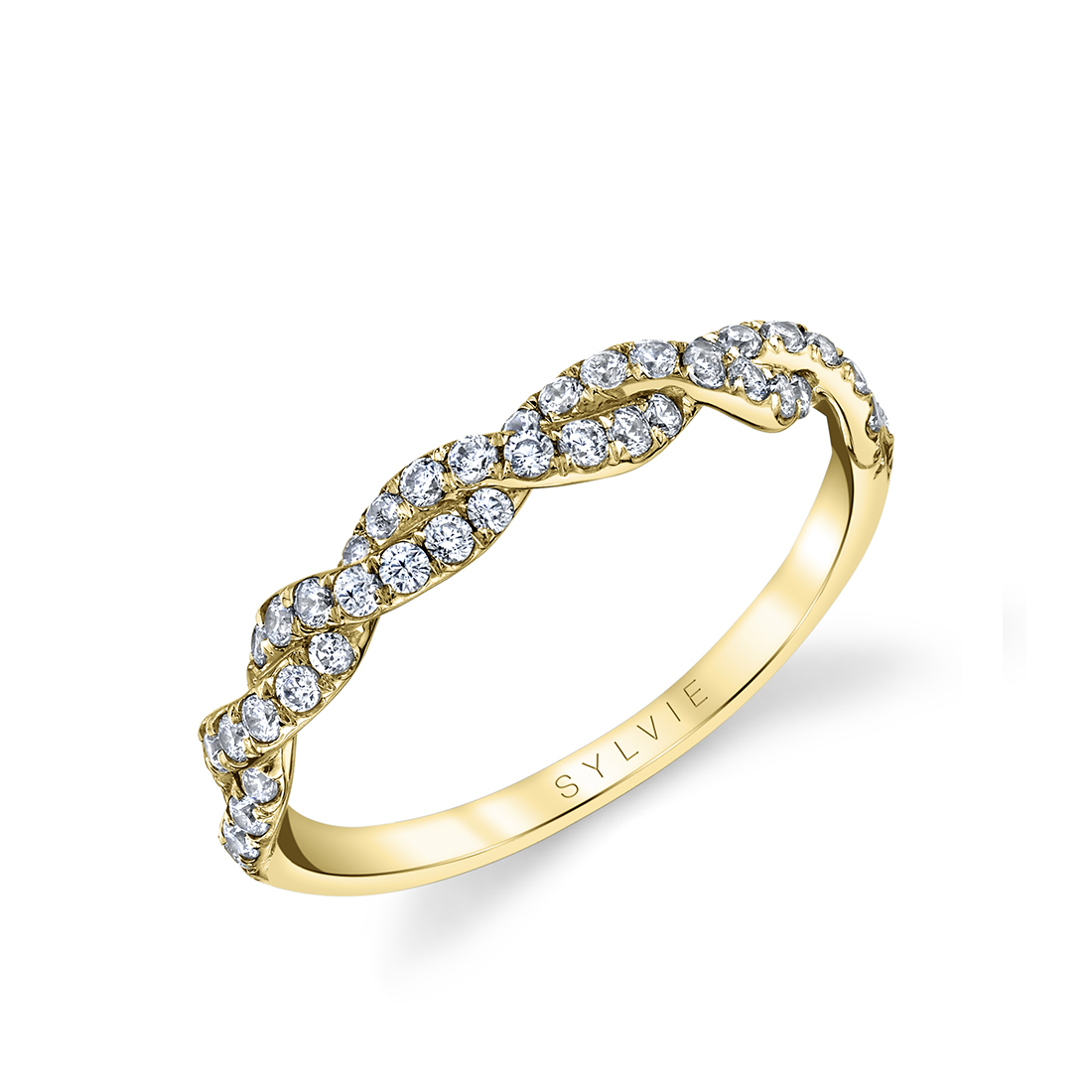 spiral wedding band in yellow gold