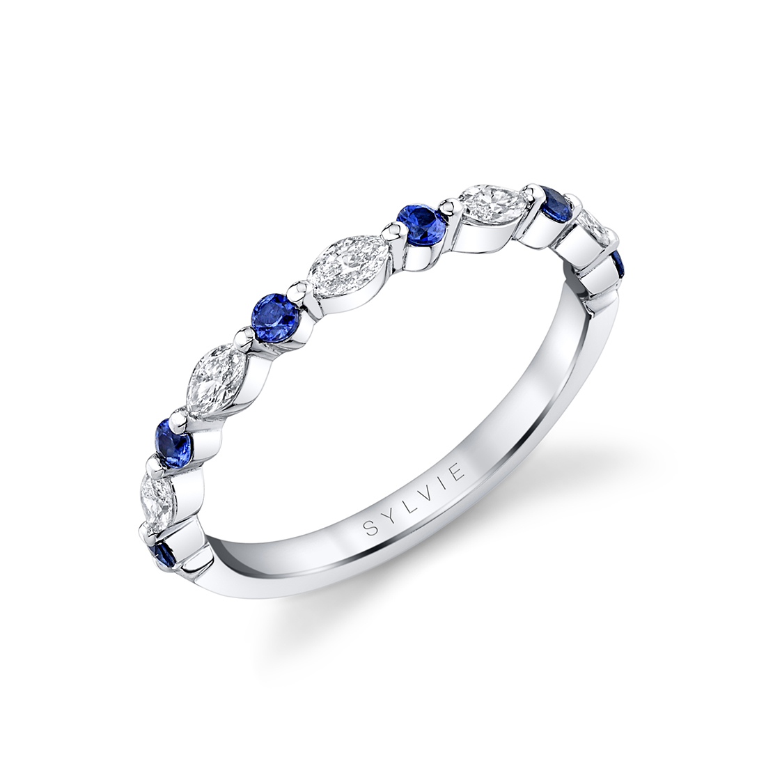 blue sapphire and diamond wedding band