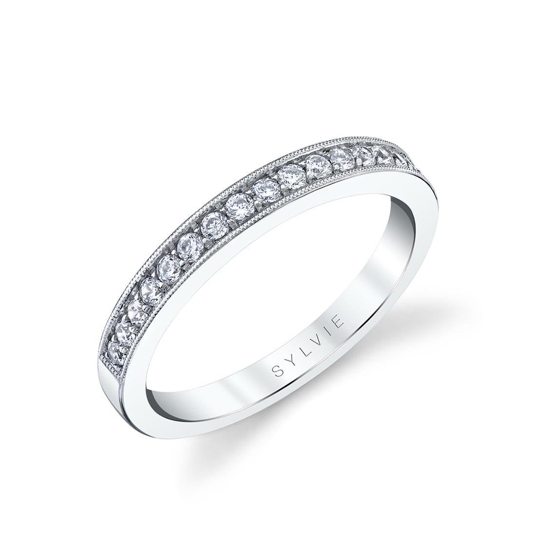 Round Cut Classic Channel Set Wedding Band - Michaela