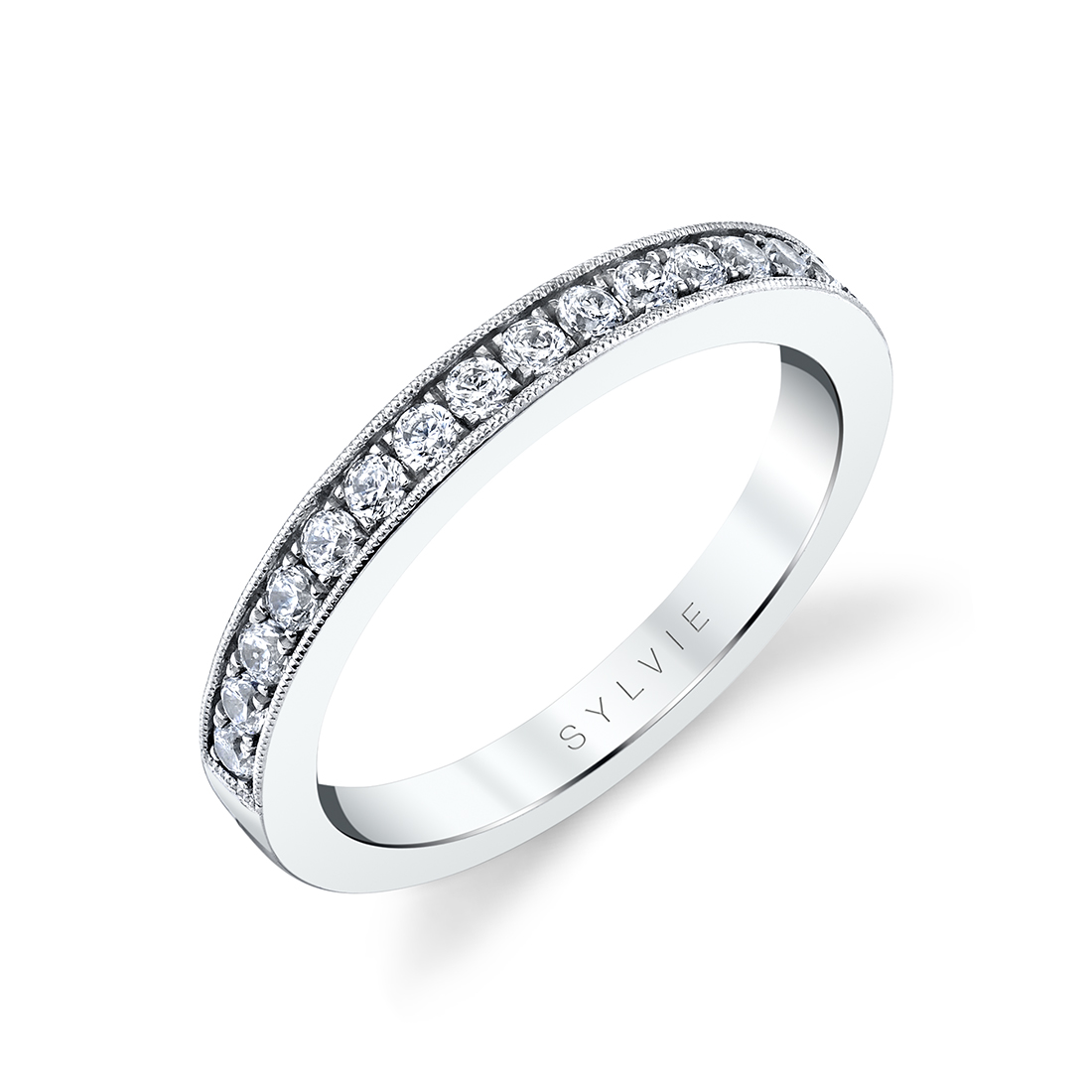 Channel Set Diamond Wedding Band - Eva - Sylvie Jewelry