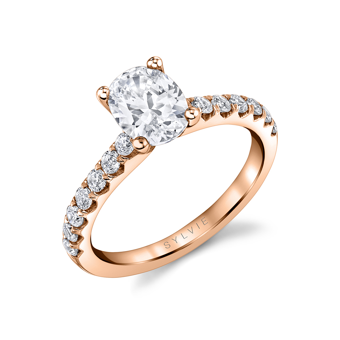 rose gold oval engagement ring
