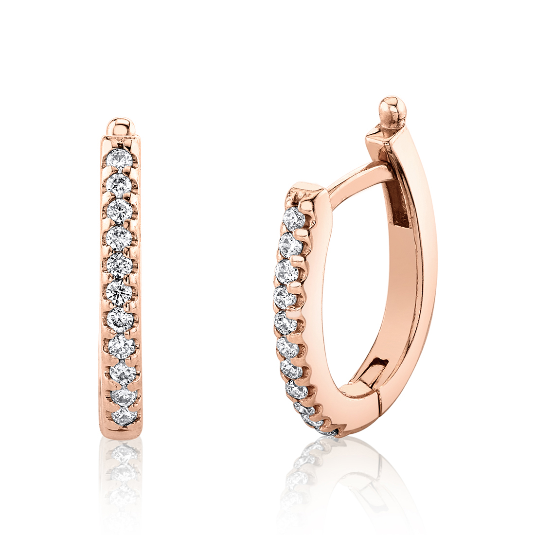 U-Shaped Diamond Hoop Earrings | Rose Gold
