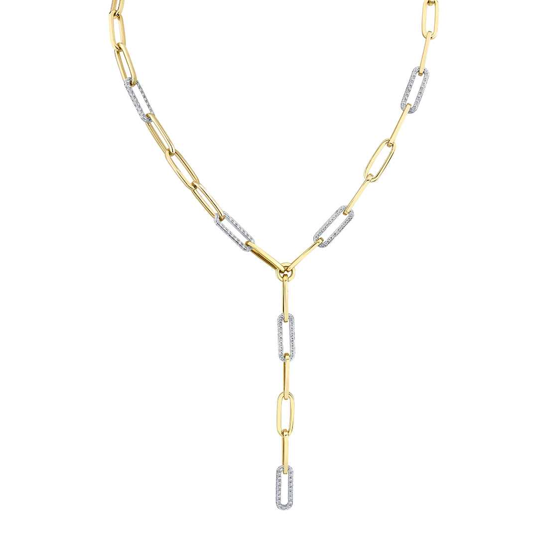 18K YELLOW DESIGNER GOLD PAPERCLIP CHAIN W. DIAMOND ACCENT TOGGLE CLOSURE -  Roberto Coin - North America