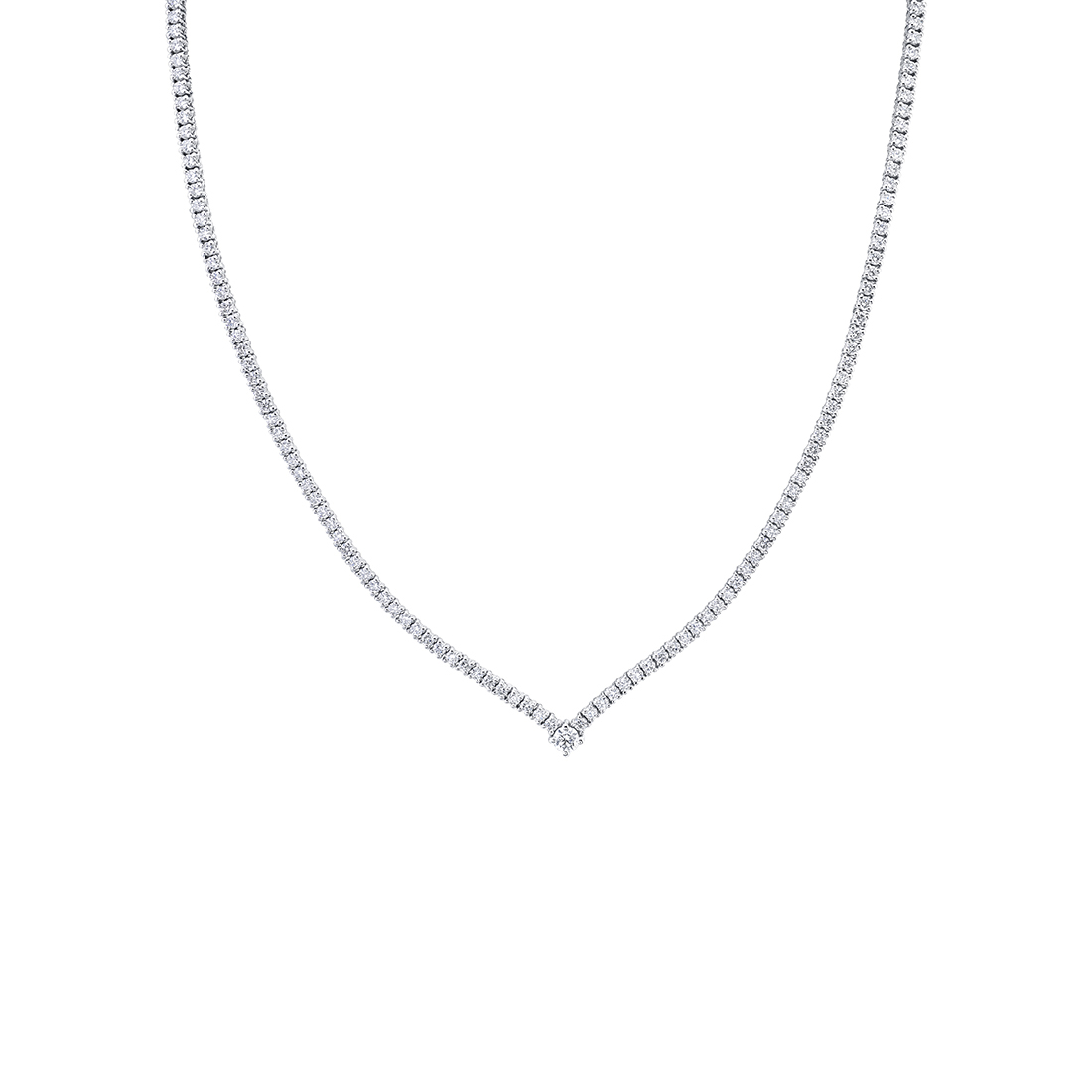 V Shaped Diamond Tennis Necklace 5.85 Carat V Shaped Diamond Tennis ...