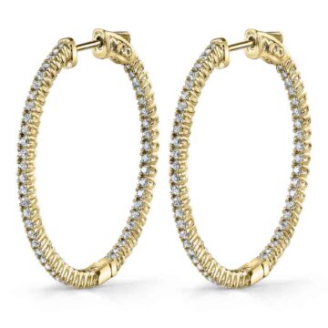 White Gold Diamond Hoop Earrings – 35MM