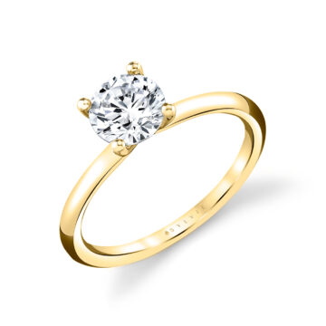White Gold Round Cut Solitaire Engagement Ring - Amelia