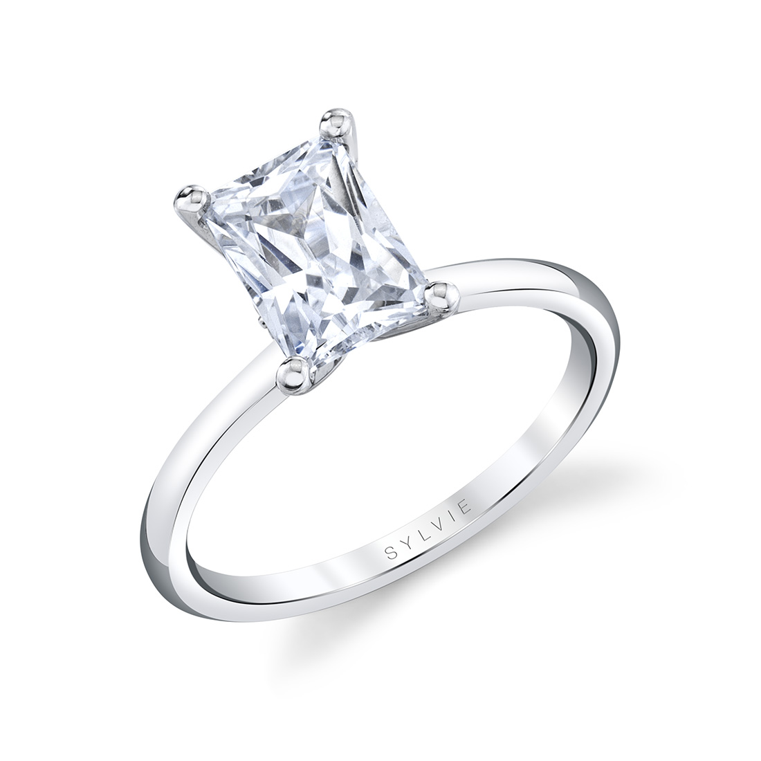 1-Carat Princess Cut Solitaire Halo Diamond Shank Platinum Ring JL PT