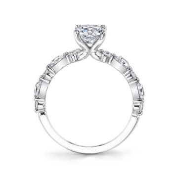 White Gold Pear Shaped Unique Engagement Ring - Felicity