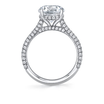 White Gold Oval Cut Hidden Halo Pave Engagement Ring - Peighton
