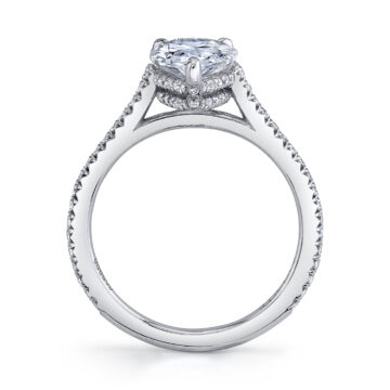 White Gold Cushion Cut Classic Hidden Halo Engagement Ring - Steffi