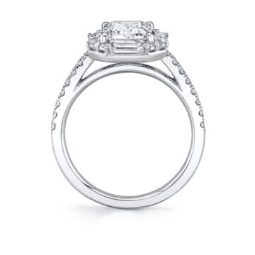 White Gold Emerald Cut Vintage Engagement Ring - Presley
