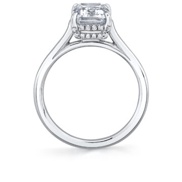 White Gold Oval Cut Solitaire Hidden Halo Engagement Ring - Carter