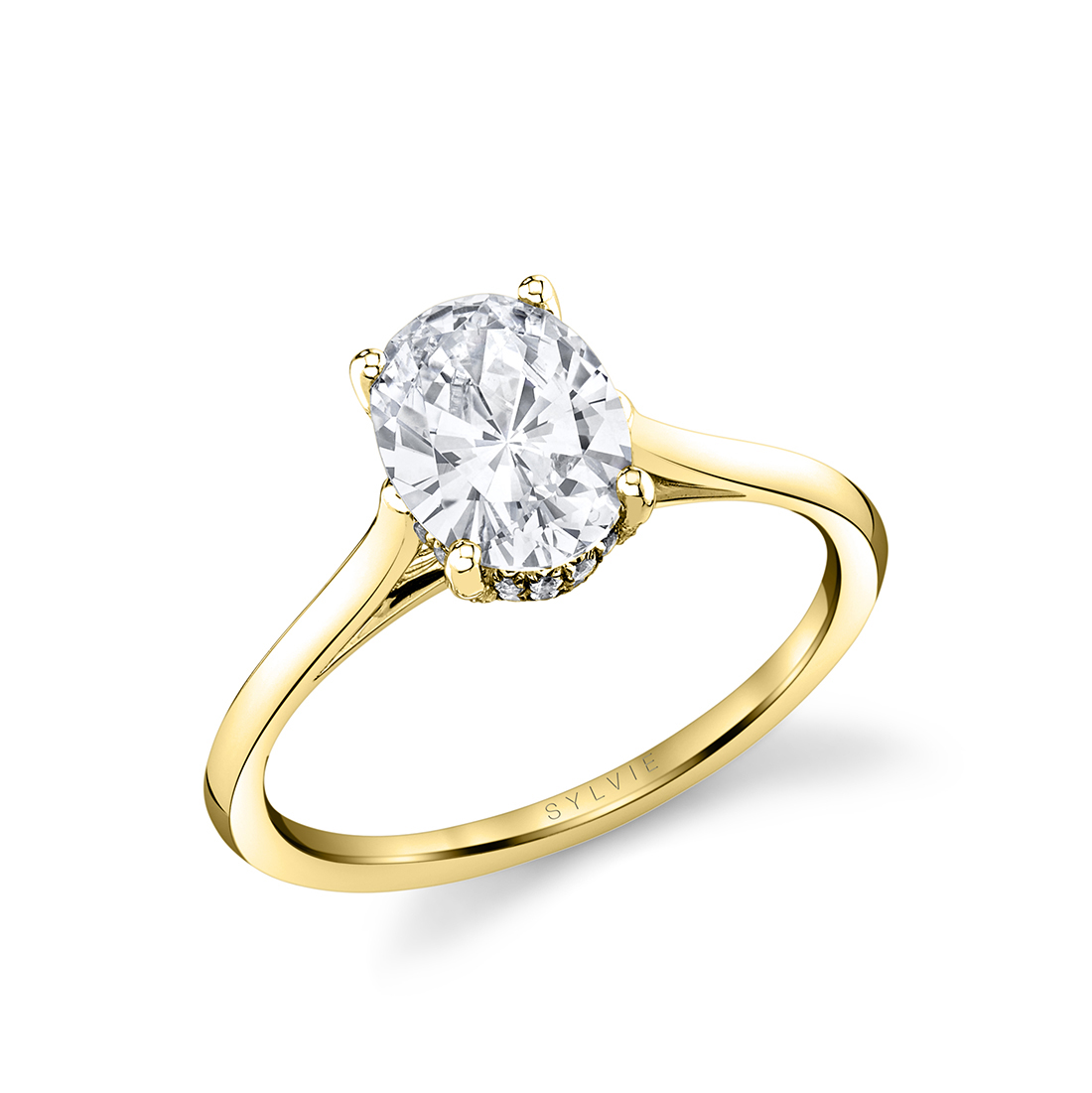 Oval Cut Solitaire Hidden Halo Engagement Ring - Carter - Sylvie Jewelry