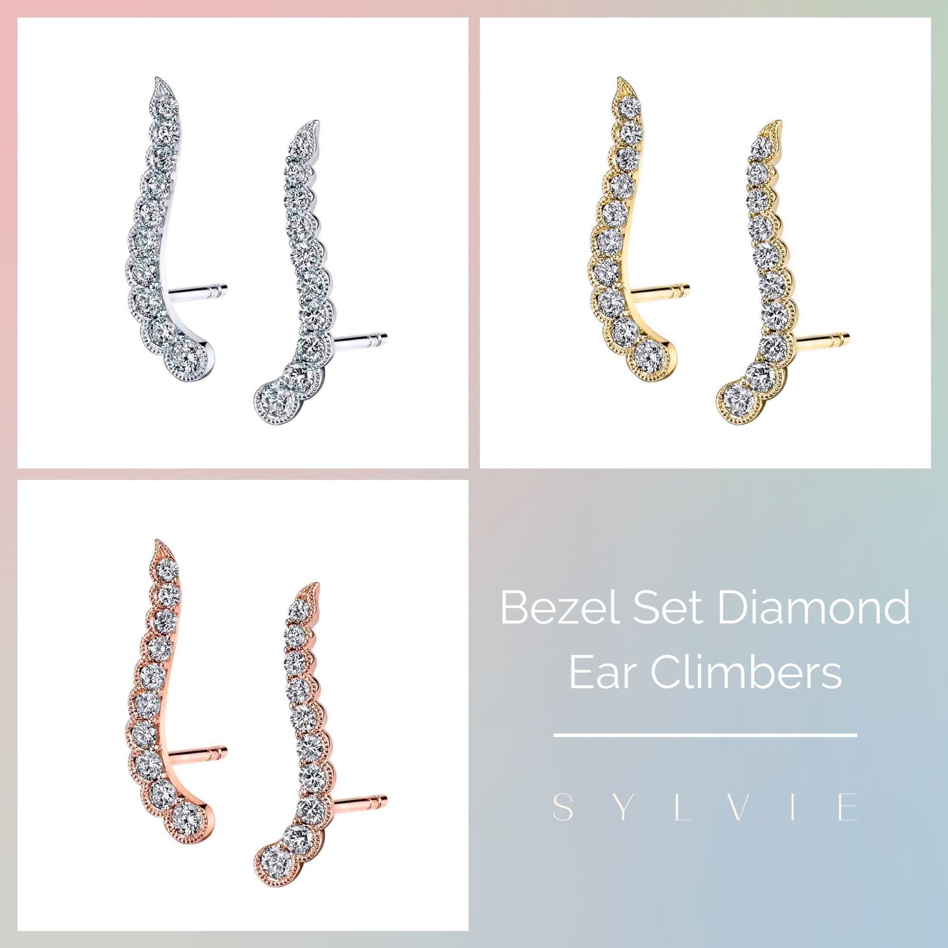 mother's day gift guide bezel set diamond ear climbers