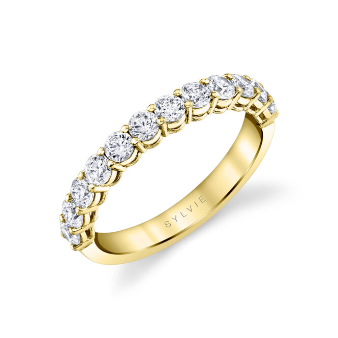yellow gold round shaped wedding ring