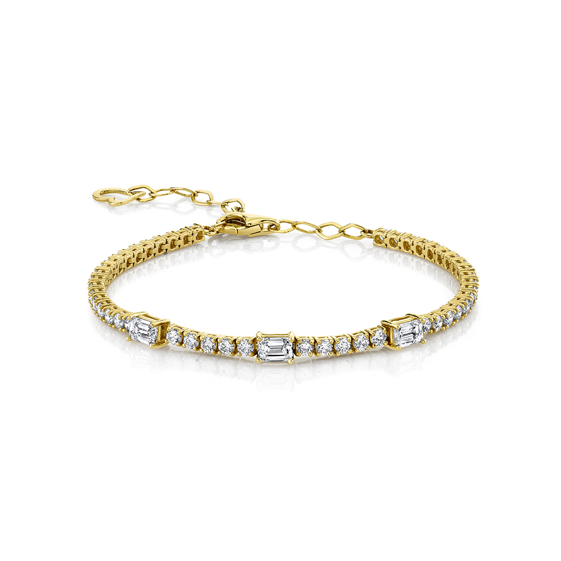 yellow gold emerald cut diamond bracelet