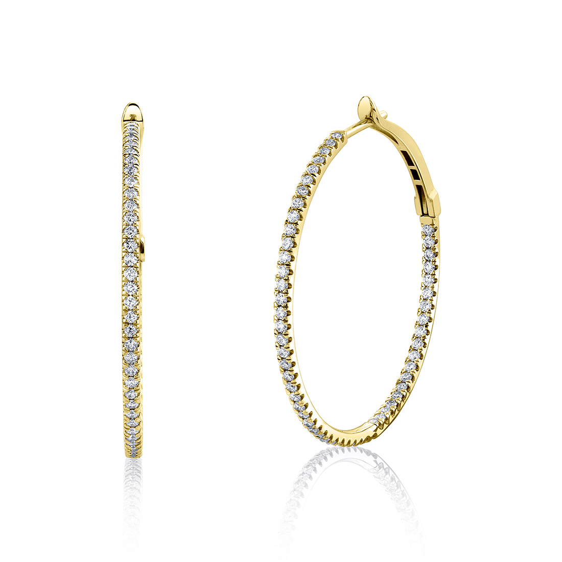 yellow gold diamond hoop earring