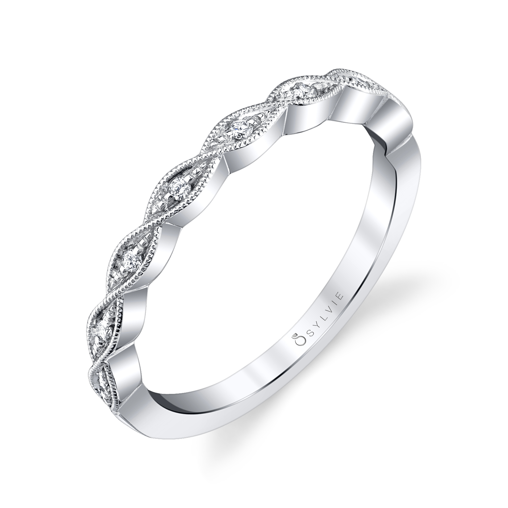Round Cut Unique Stackable Wedding Ring - Elena