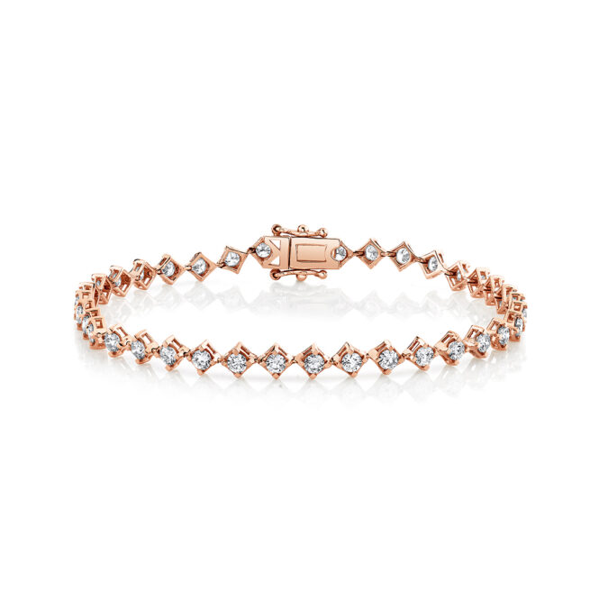 rose gold four prong offset diamond bracelet