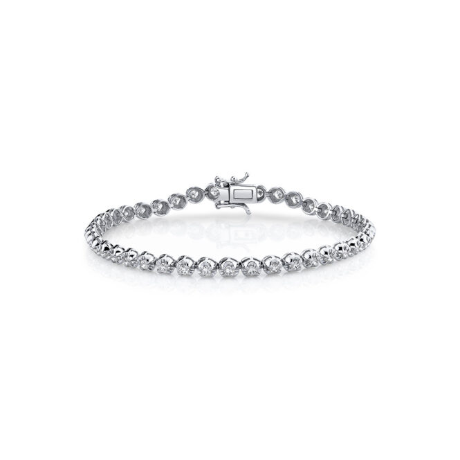 petite diamond tennis bracelet in white gold