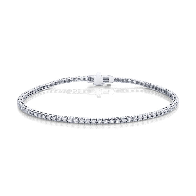 petite diamond clasp bracelet in white gold