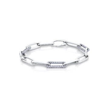 White Gold/Yellow Gold Two Tone Paperclip Bracelet 1.50 CT