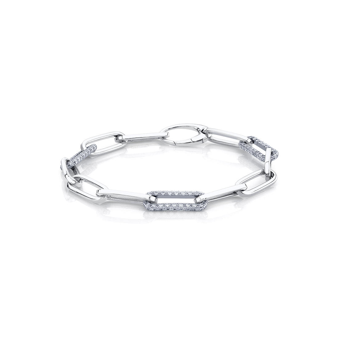 two tone paperclip bracelet in white gold