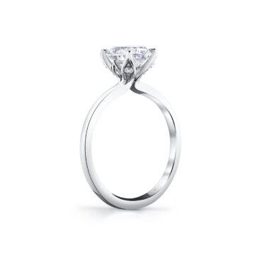 White Gold Tulira Oval Cut Solitaire Diamond Petal Prong Engagement Ring - Shay