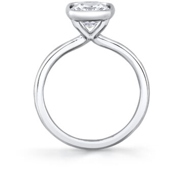White Gold Cushion Cut Bezel Set Engagement Ring - Cliodhna